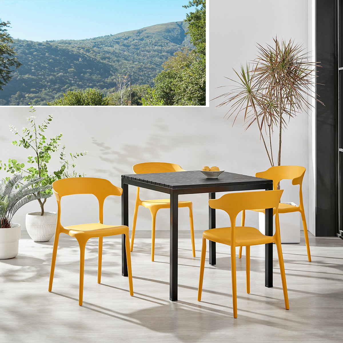 Coachella Stackable Chairs - Set of 4, Mustard Yellow