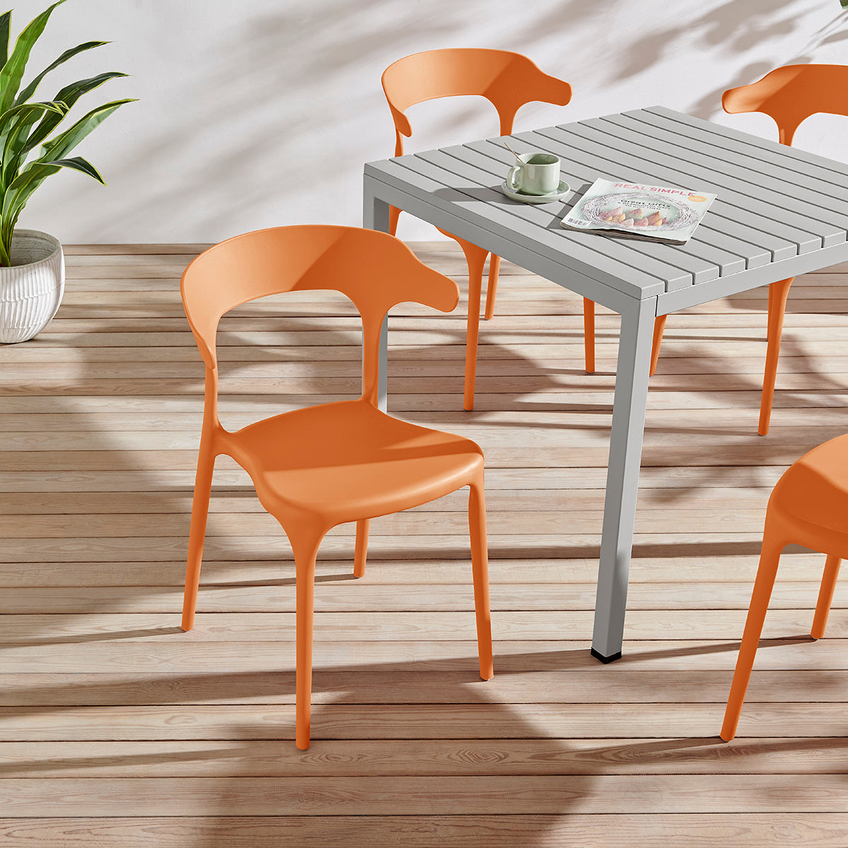 Nara Stackable Chairs - Set of 4, Orange