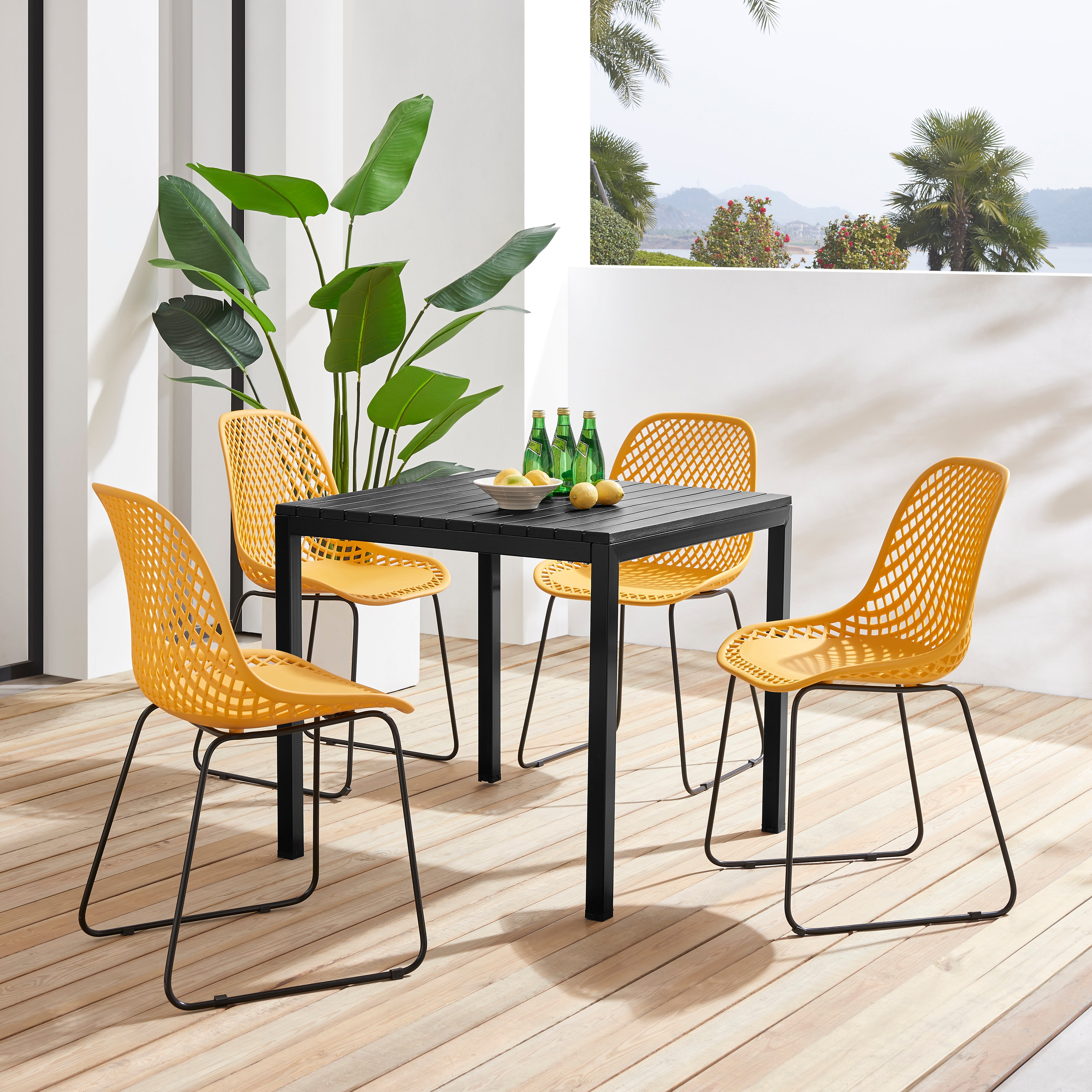 Lille Plastic Outdoor Dining Table, Black