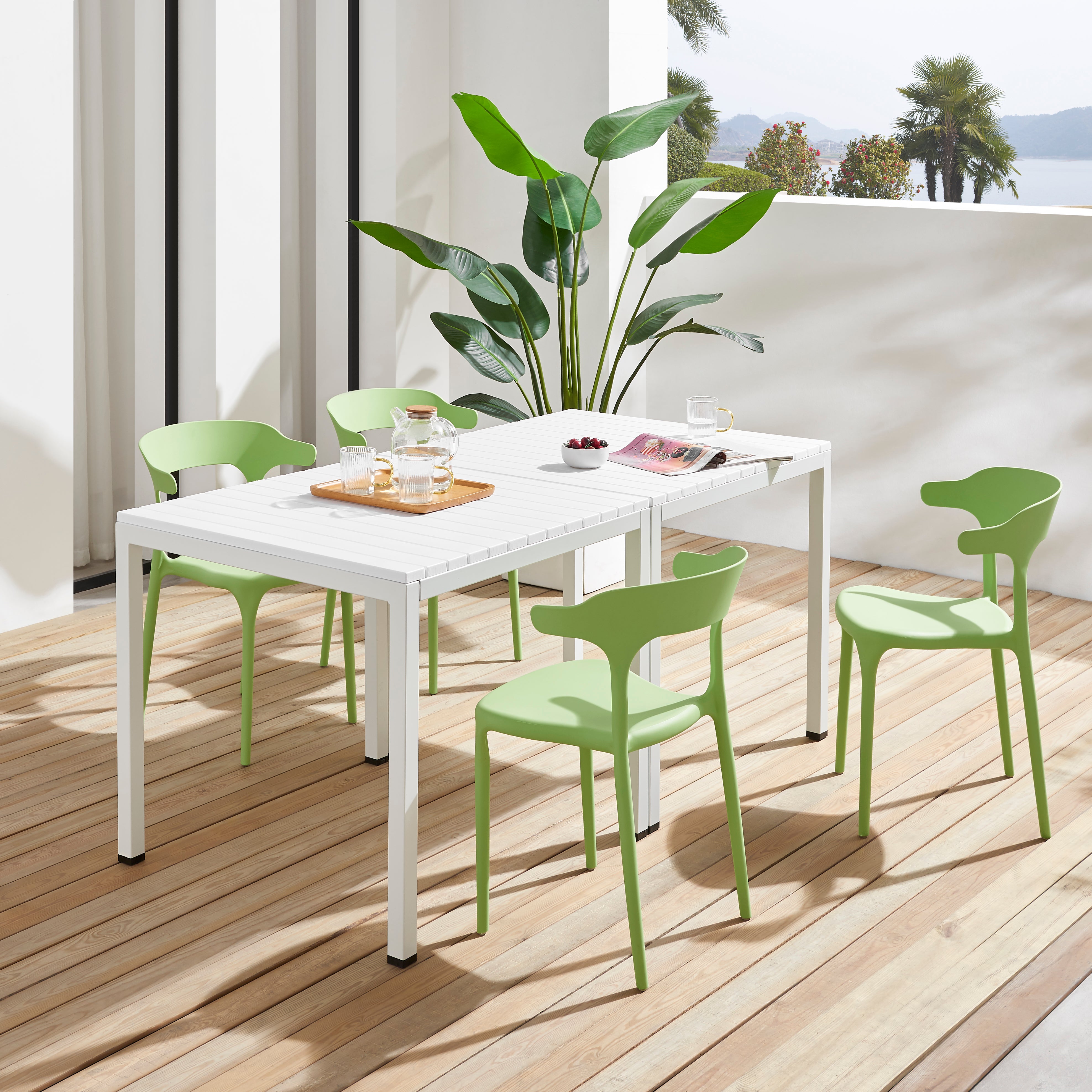 Lille Plastic Outdoor Dining Table, White