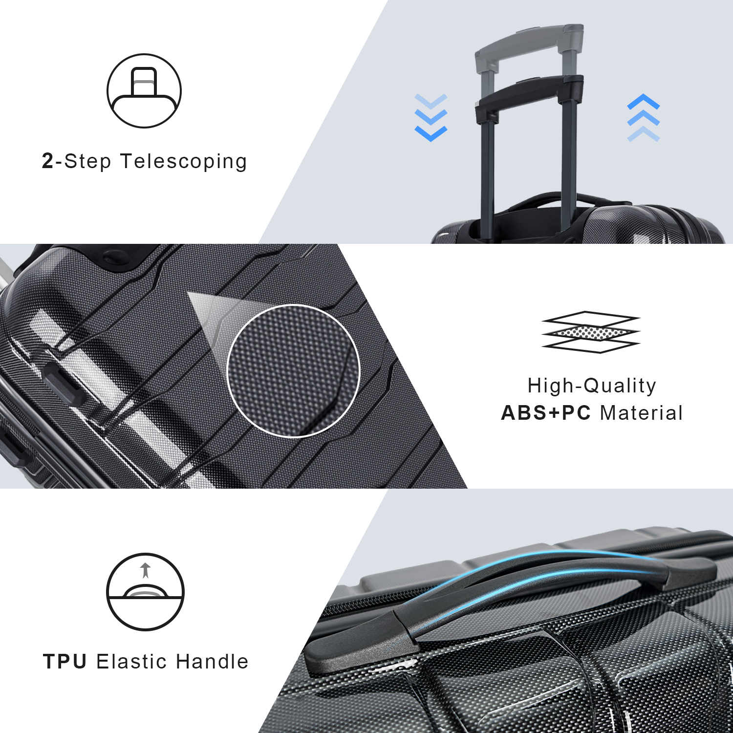 XDECO 3-Pieces Luggage set in transformers black