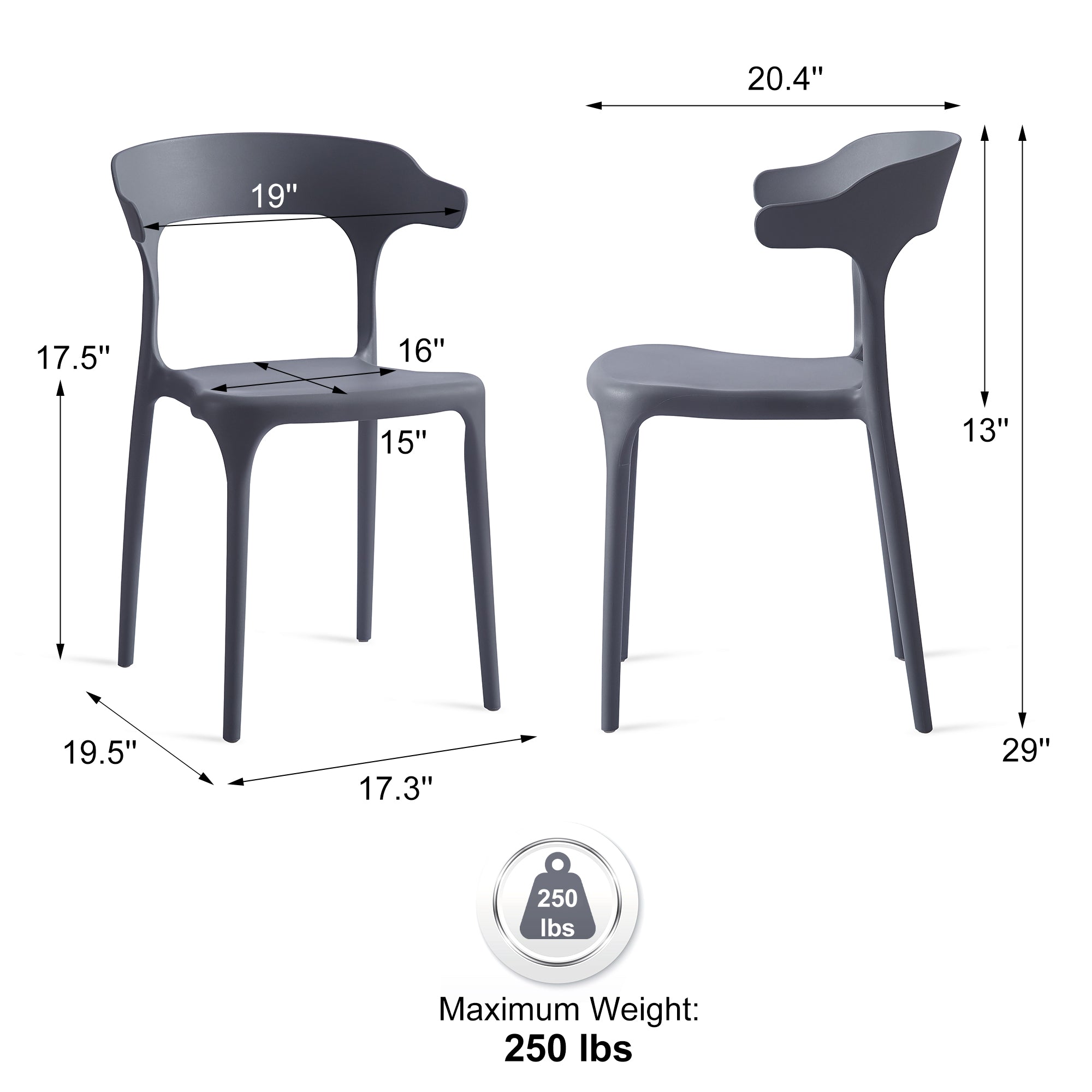 Coachella Stackable Chairs - Set of 4, Grey