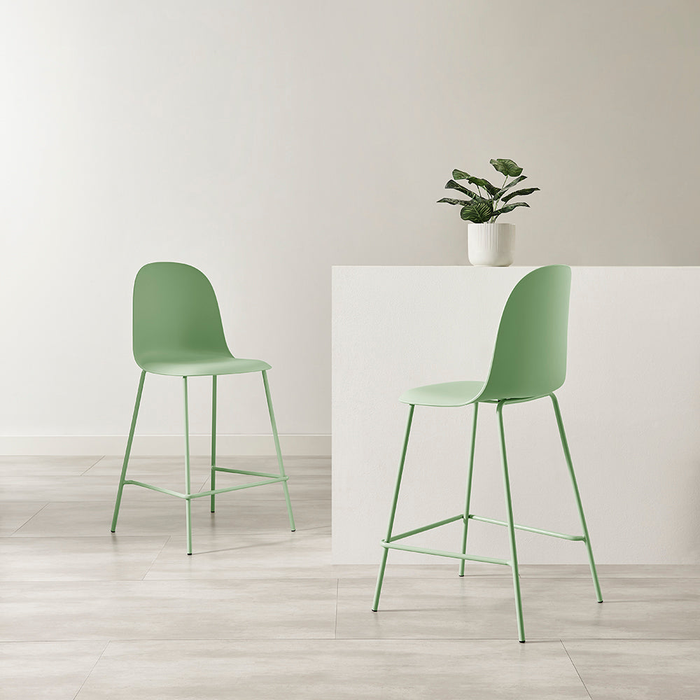 Kyoto Minimalist Industrial Counter Stool – Green, Set of 4