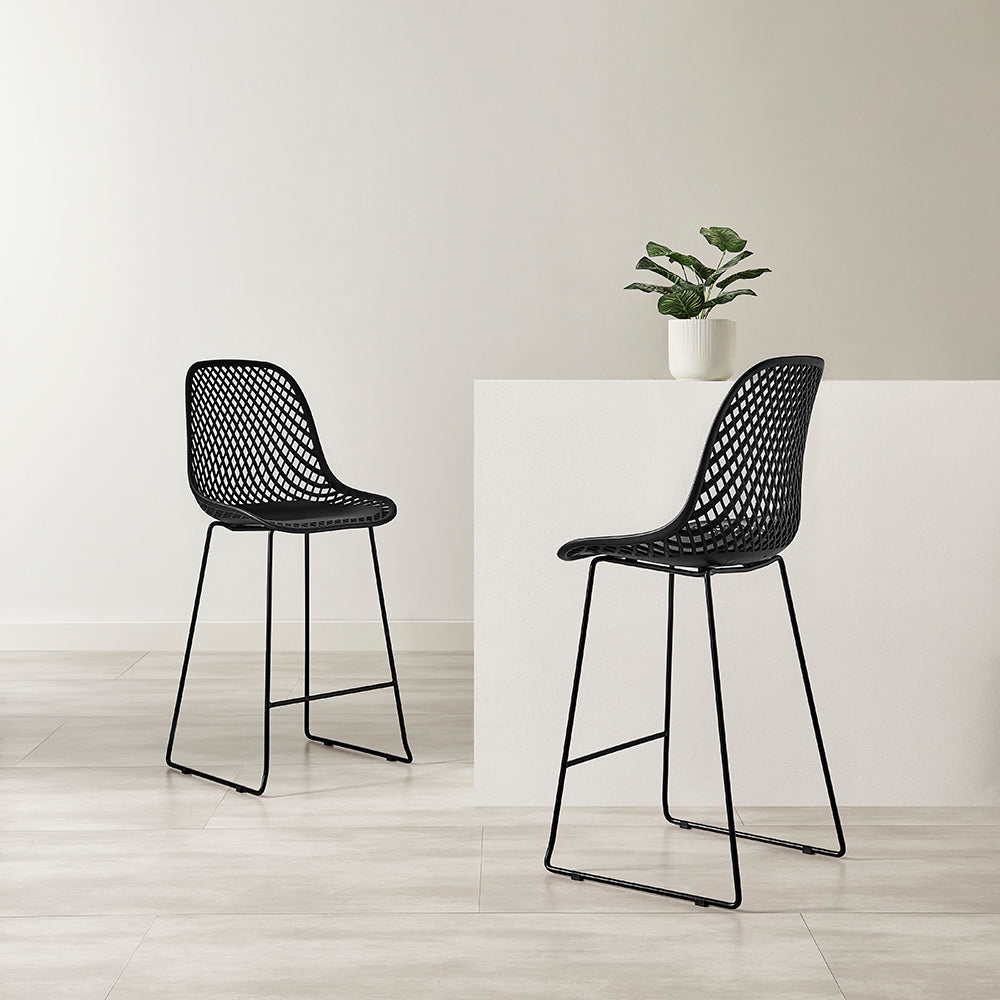 Contemporary Plastic Side Chair – Black, Set of 4
