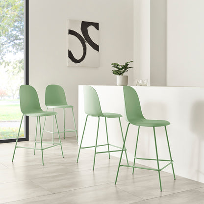 Kyoto Minimalist Industrial Counter Stool – Green, Set of 4