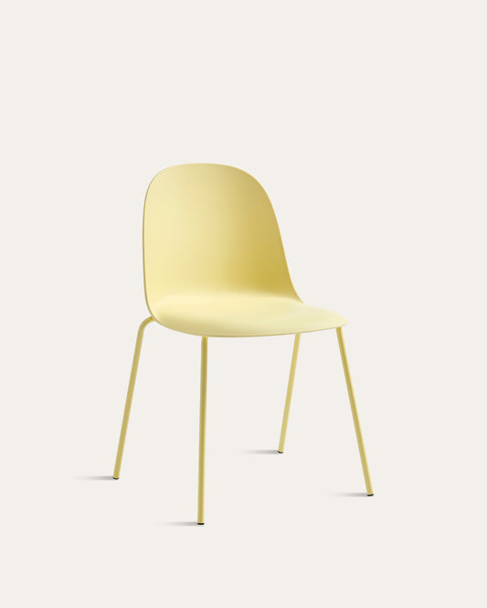 Kyoto Industrial Dining Chair – Light Yellow, Set of 4
