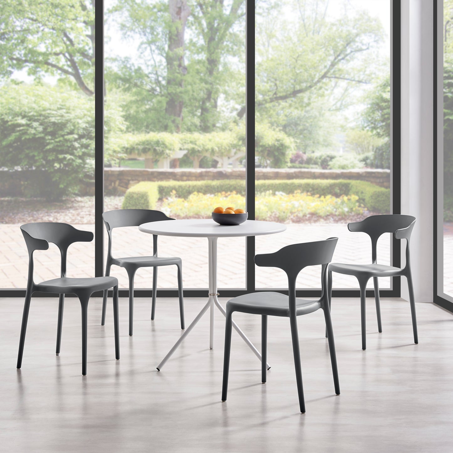 Nara Stackable Chairs, Set of 4, Grey