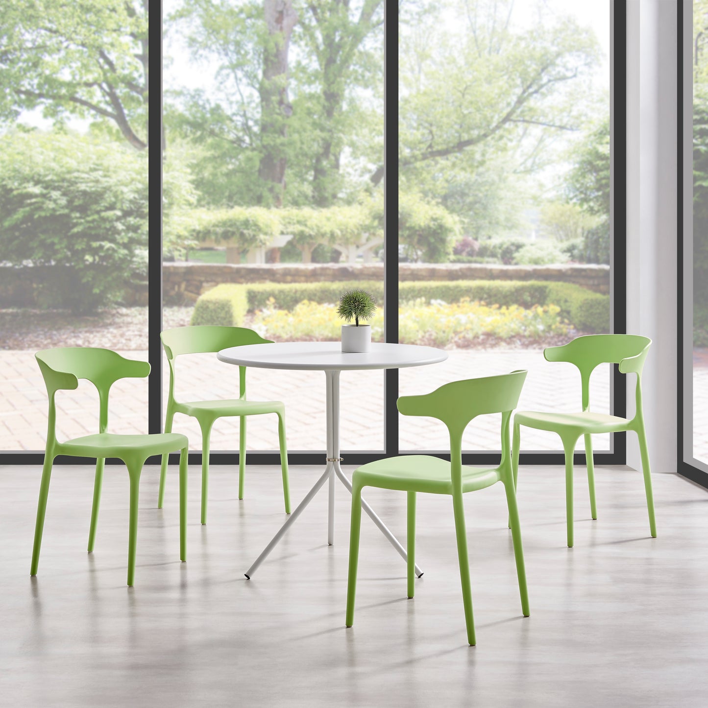 Nara Stackable Chairs, Set of 4, Green
