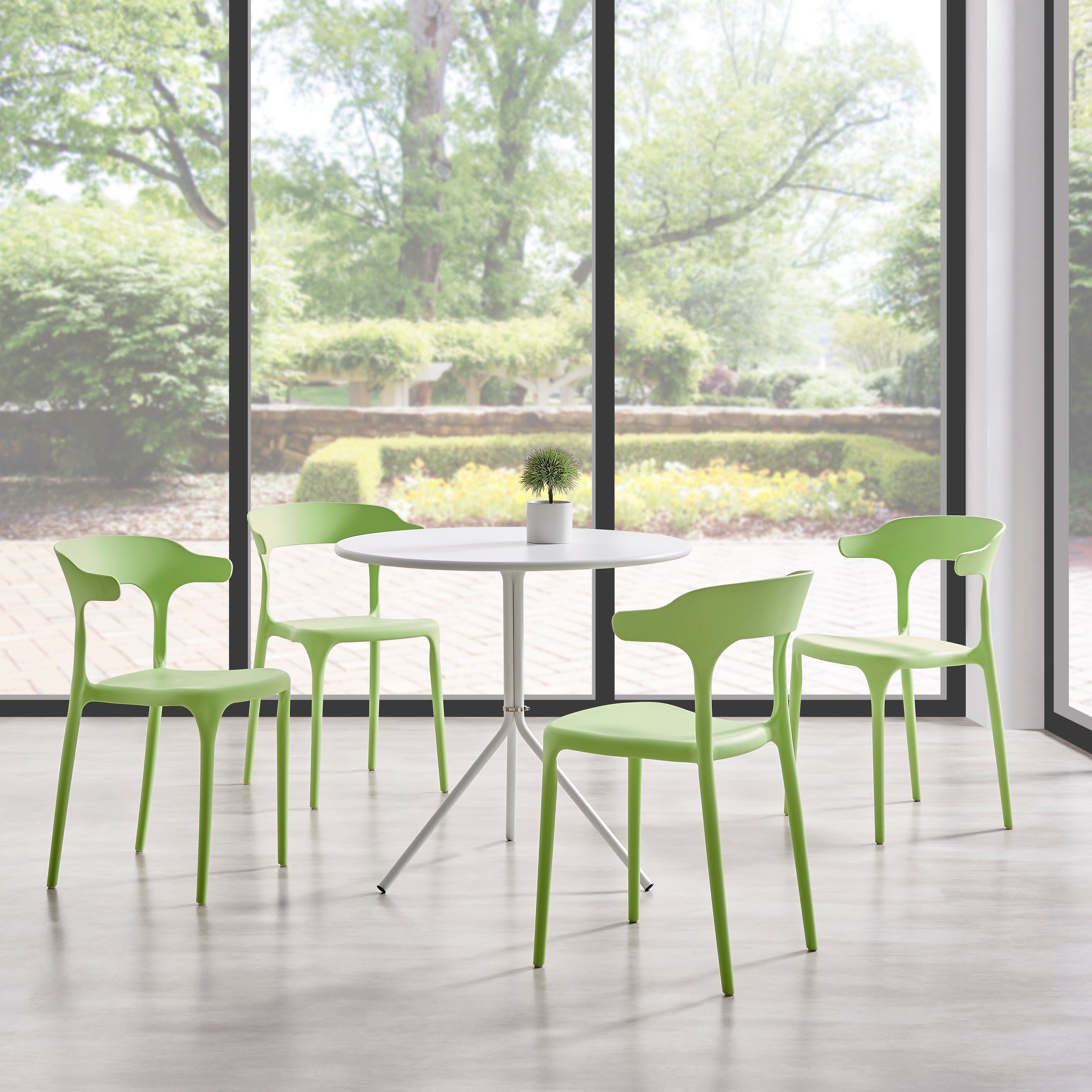 Nara Stackable Chairs - Set of 4, Green