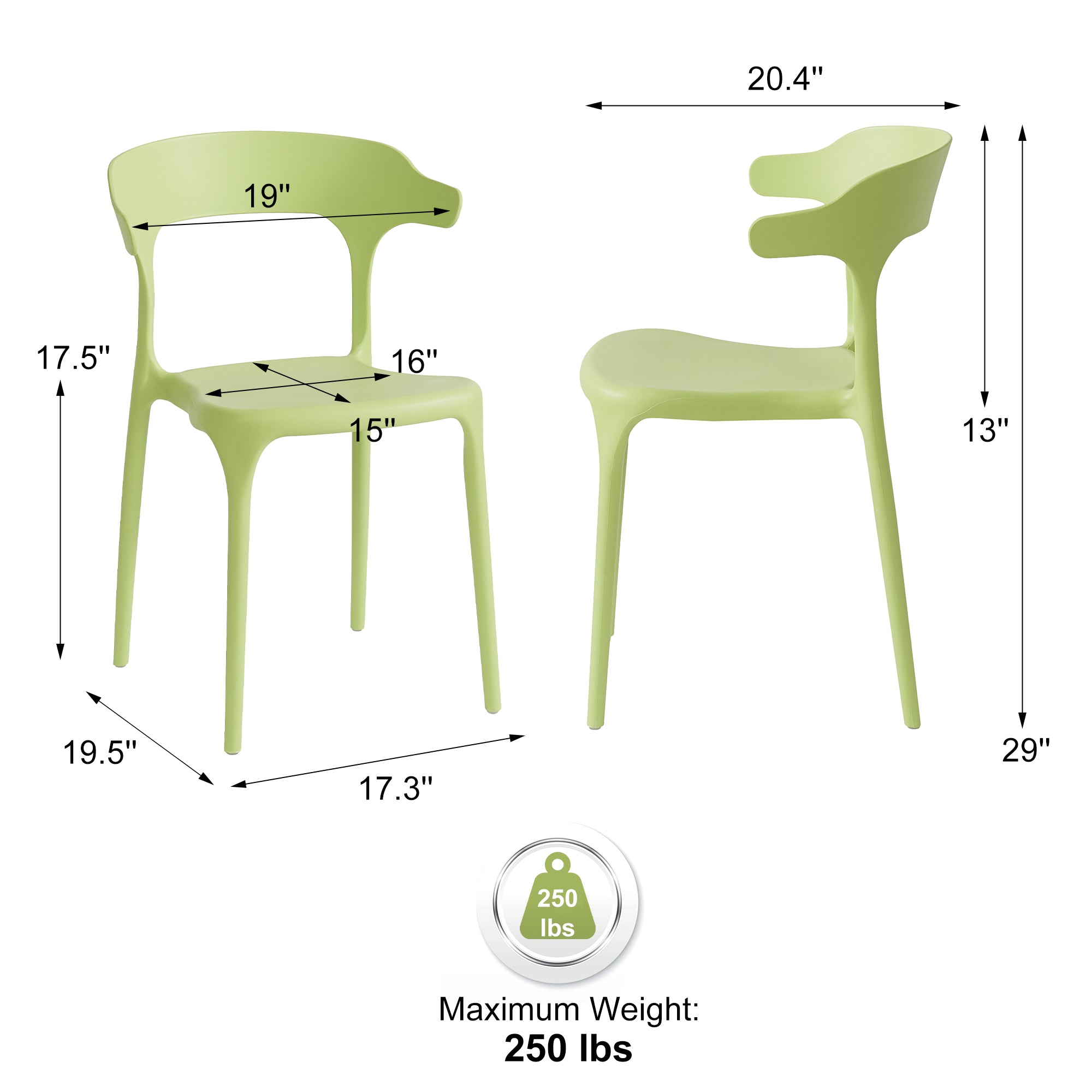 Coachella Stackable Chairs - Set of 4, Green