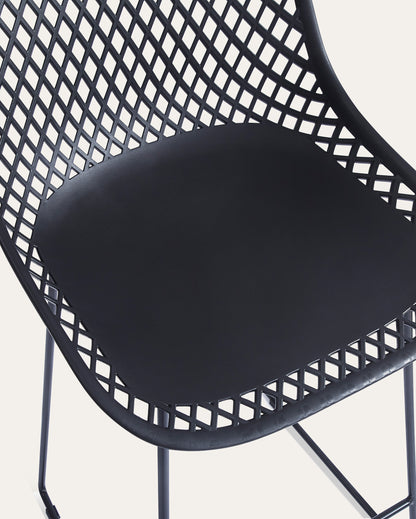 Contemporary Plastic Side Chair – Black, Set of 4