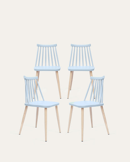 Troy Plastic Dining Chair Set, Set of 4, Blue