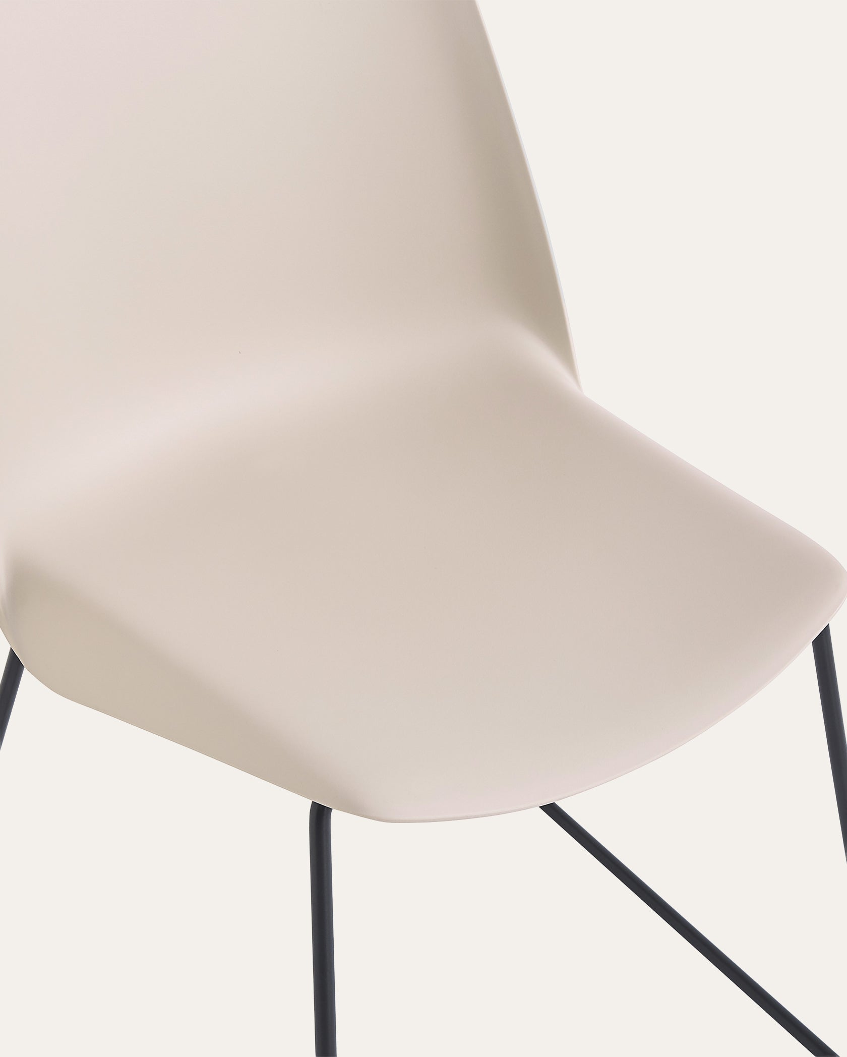 Arcadia Modern Plastic Dining Chair with Metal Legs – Ivory, Set of 4