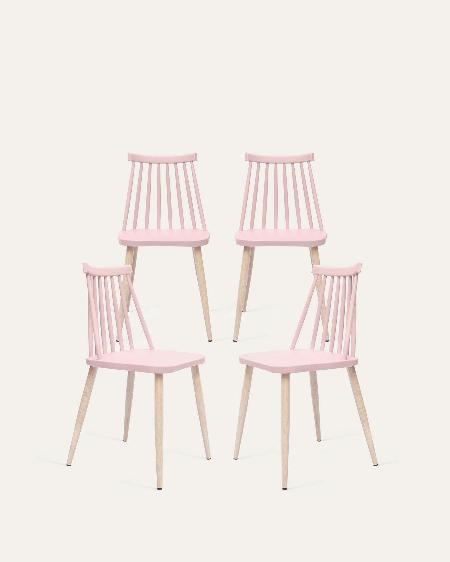 Troy Plastic Dining Chair Set, Set of 4, Pink