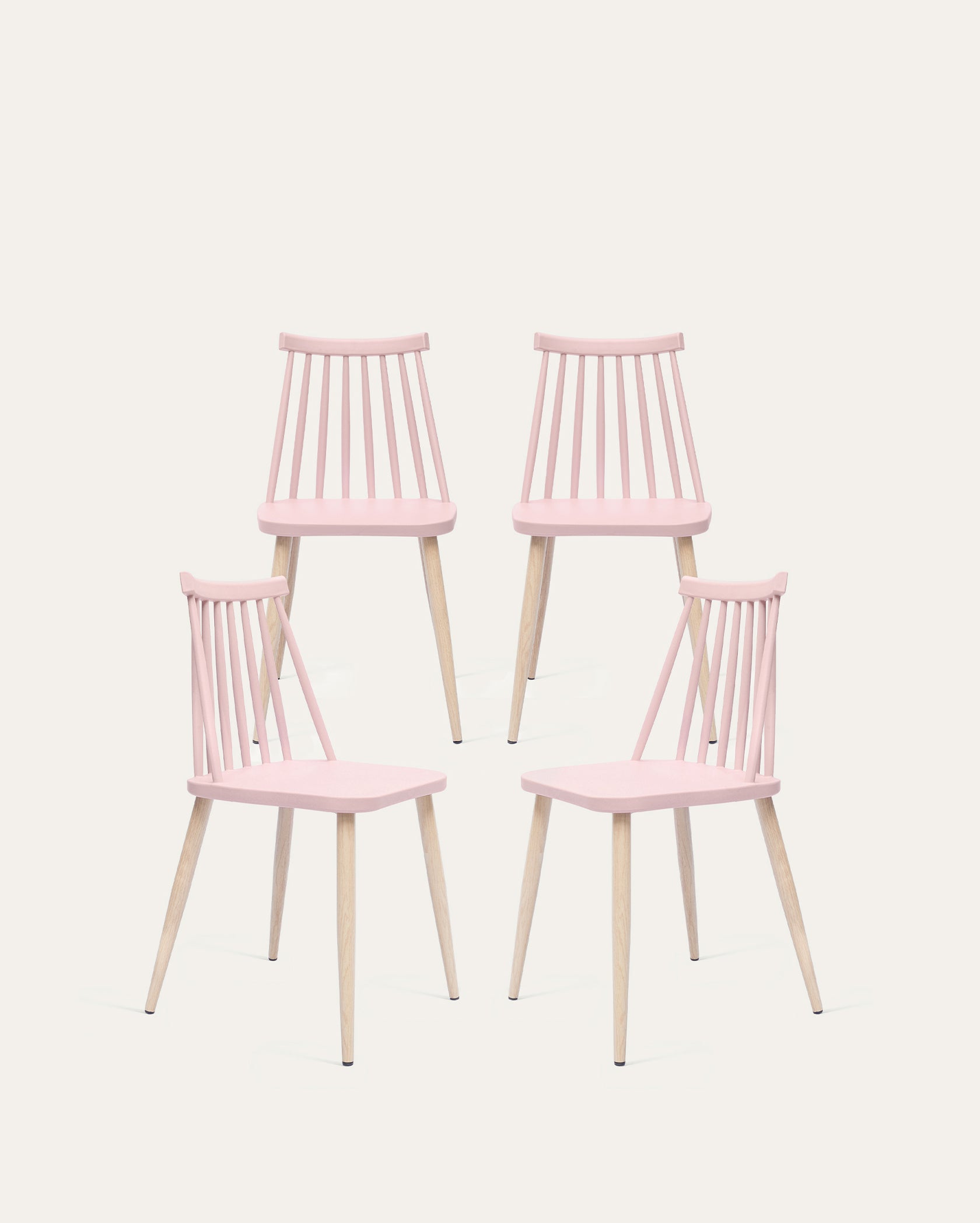 Troy Plastic Dining Chair - Set of 4, Pink