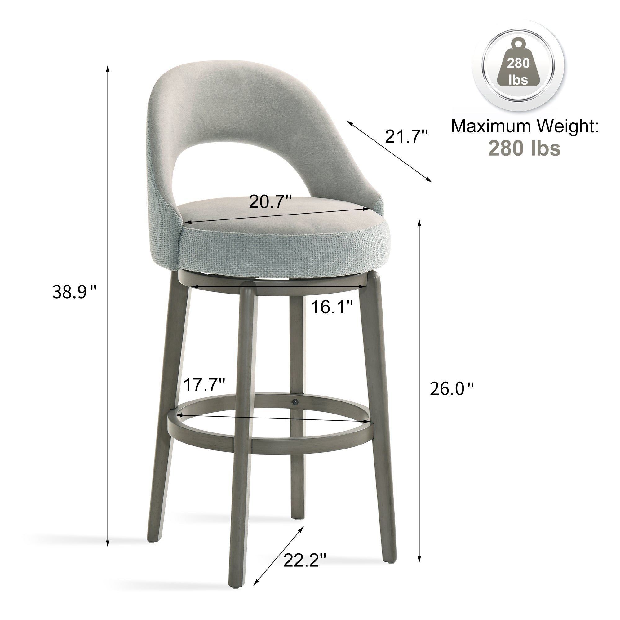 LA Jolla Swivel Velvet Counter Stools, Set of 2