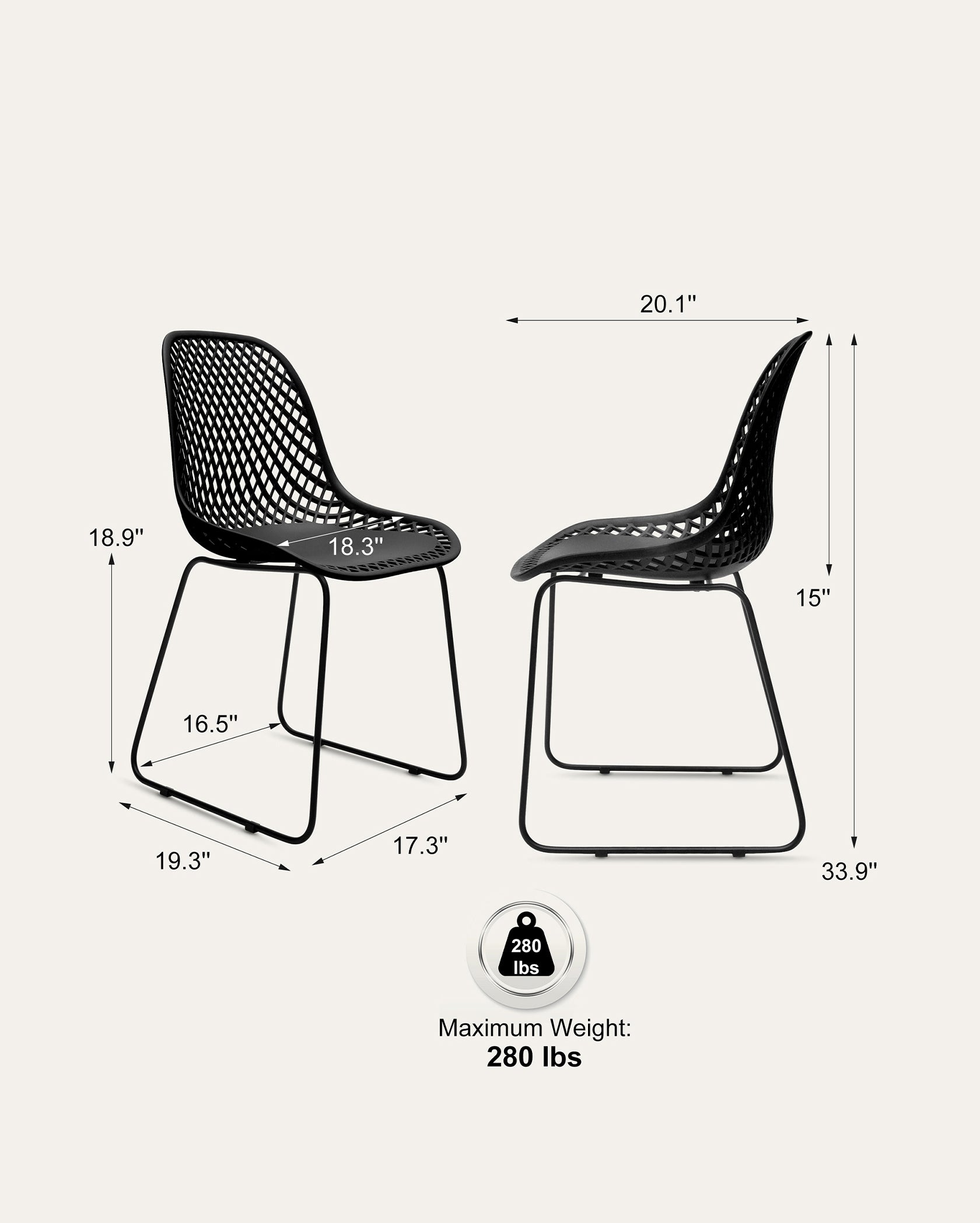 Bari Chair, Set of 4, Black