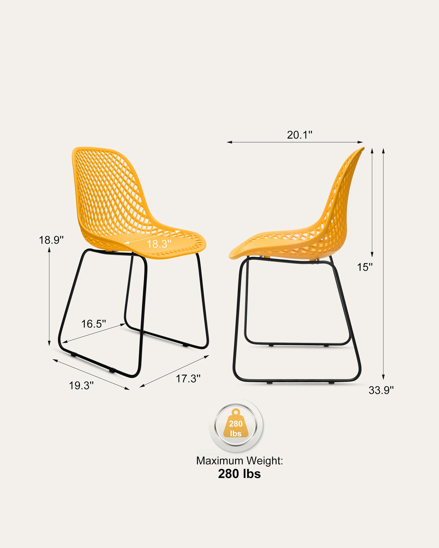 Bari Chair, Set of 4, Yellow