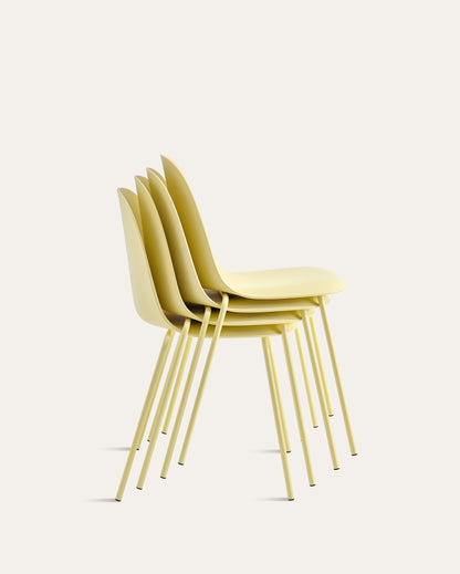 Kyoto Industrial Dining Chair – Light Yellow, Set of 4