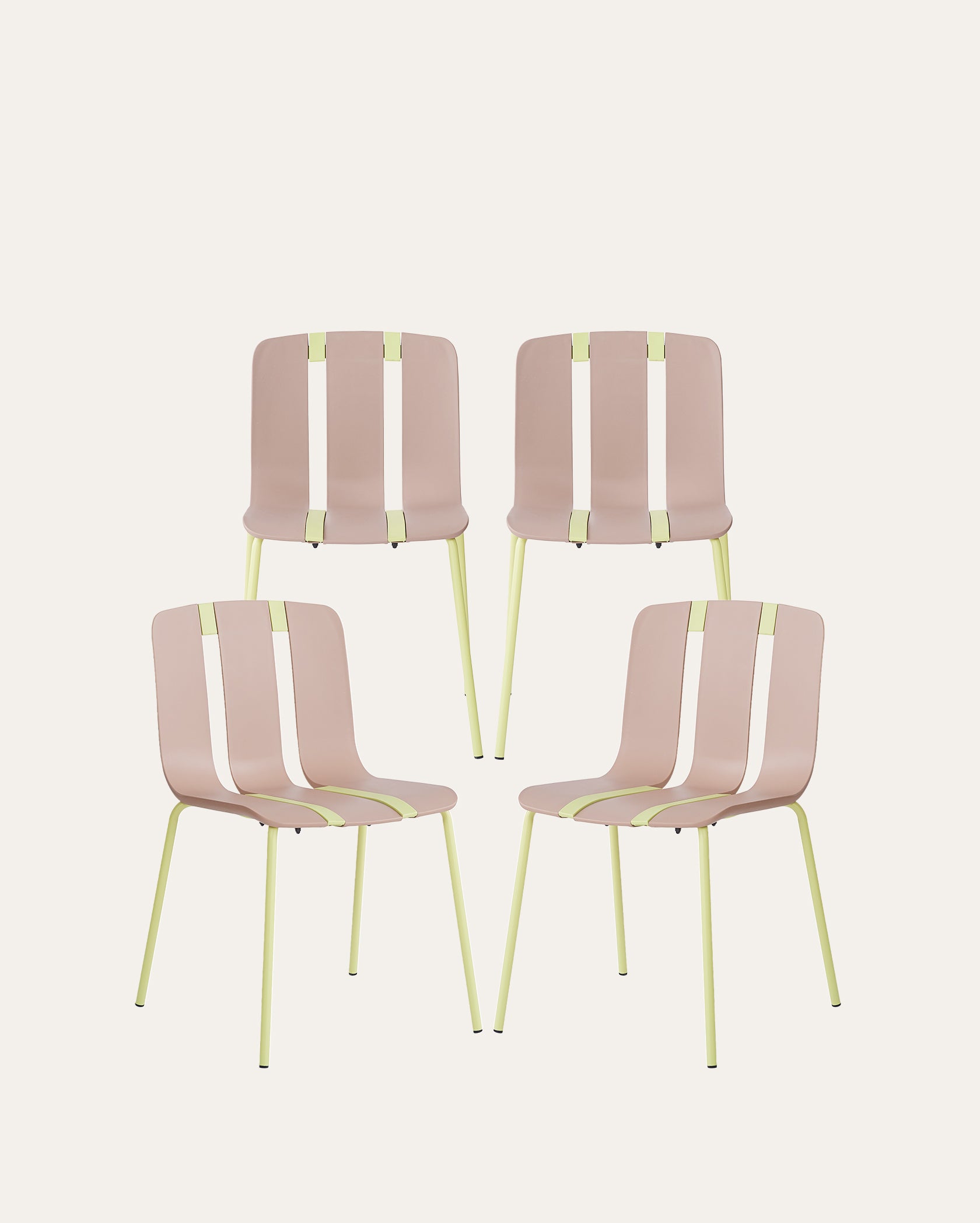 Cali Palette Creative DIY Assembly Chairs – Camel & Green, Set of 4