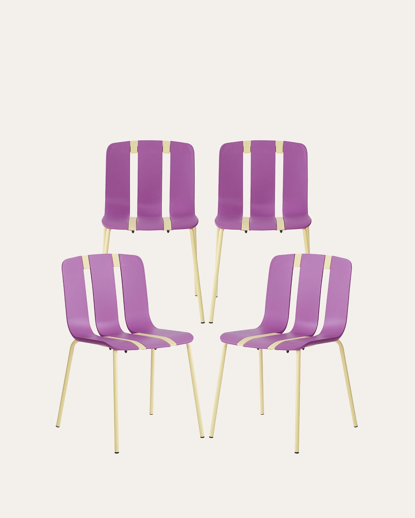 Cali Palette Creative DIY Assembly Chairs – Purple & Yellow, Set of 4
