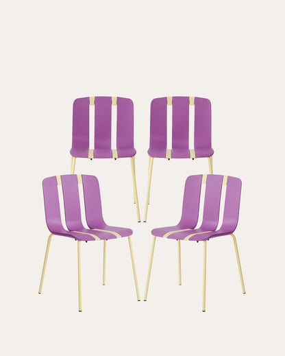 Marlow Chairs – Purple & Yellow, Set of 4