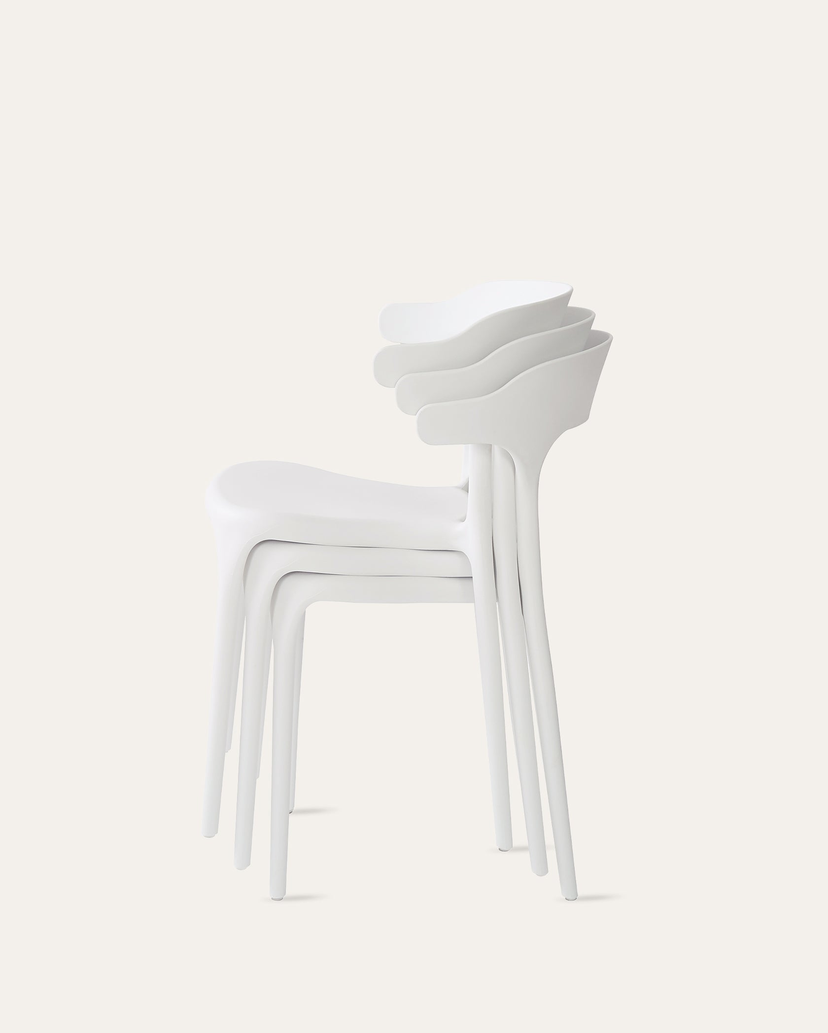 Nara Stackable Chairs - Set of 4, Cloud White