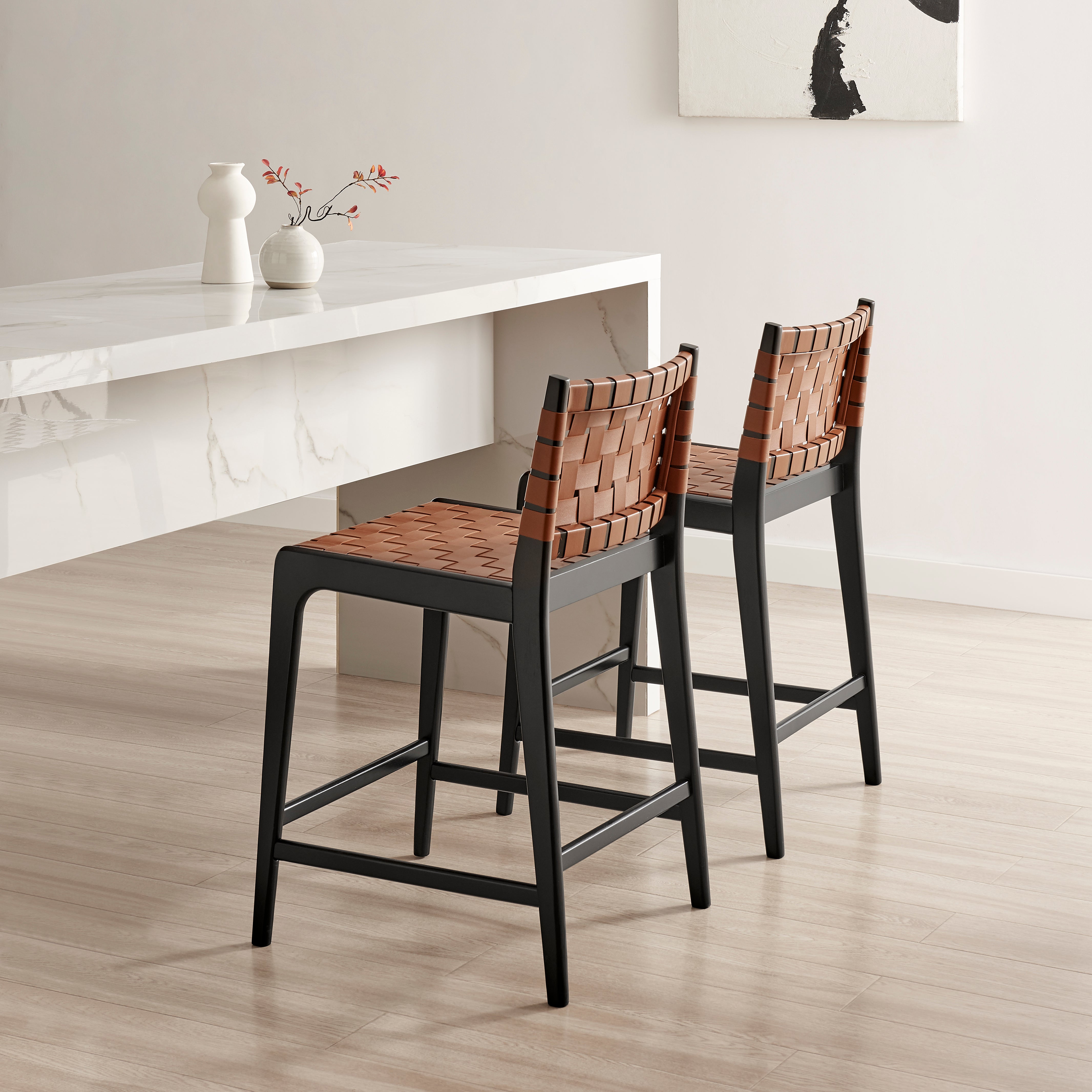 Vista Premium Faux Leather Counter Stool, Set of 2