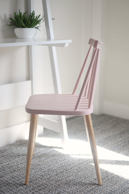 Troy Plastic Dining Chair Set, Set of 4, Pink