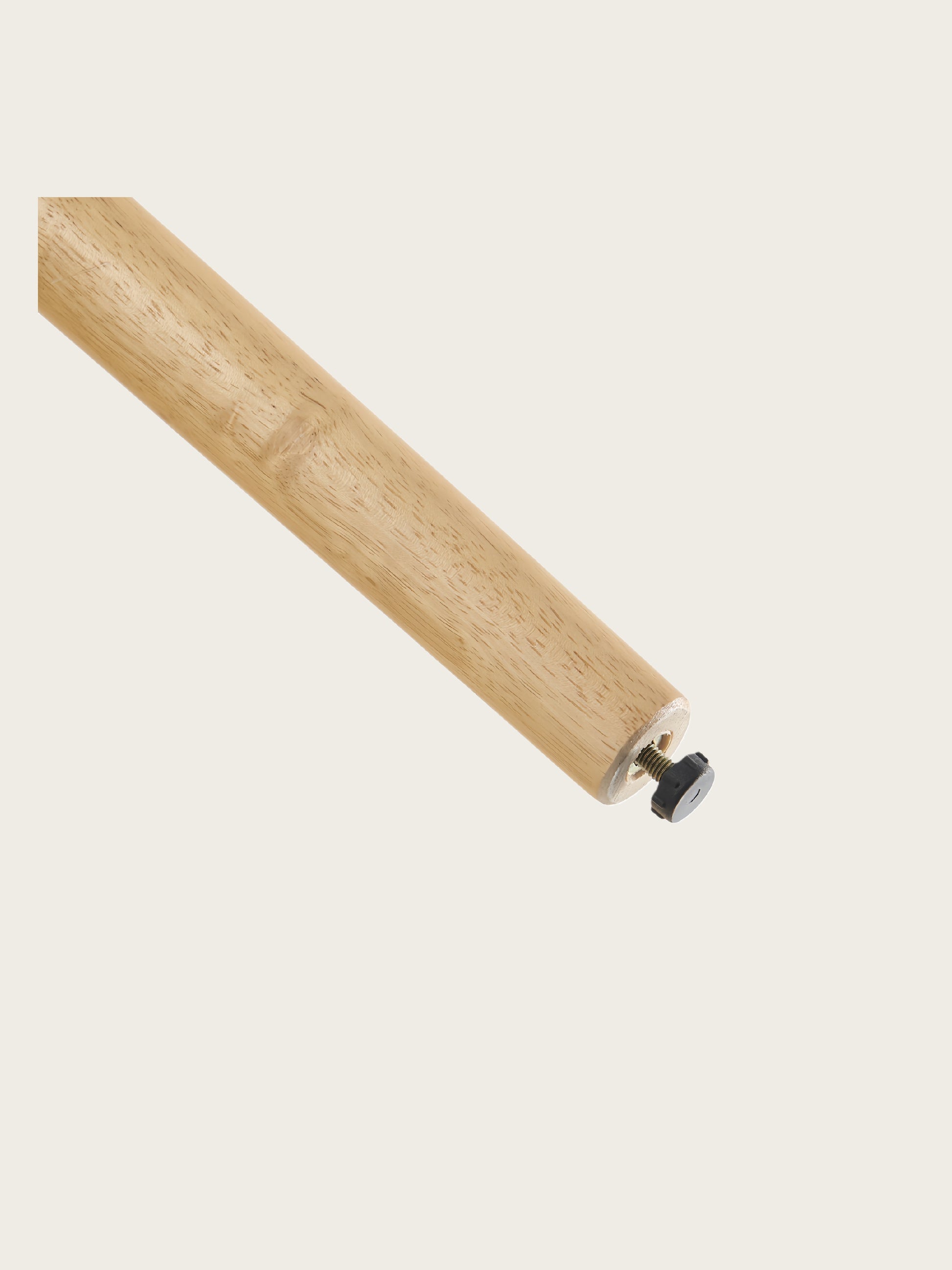 Close-up of Del Mar dining chair rubberwood leg with adjustable leveling foot for floor stability