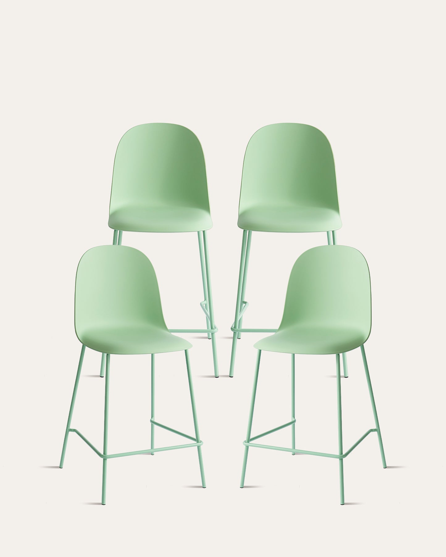 Kyoto Minimalist Industrial Counter Stool – Green, Set of 4