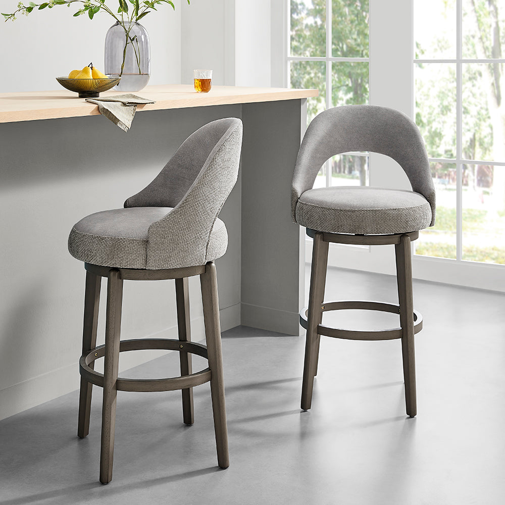 LA Jolla Swivel Velvet Bar Stools, Set of 2