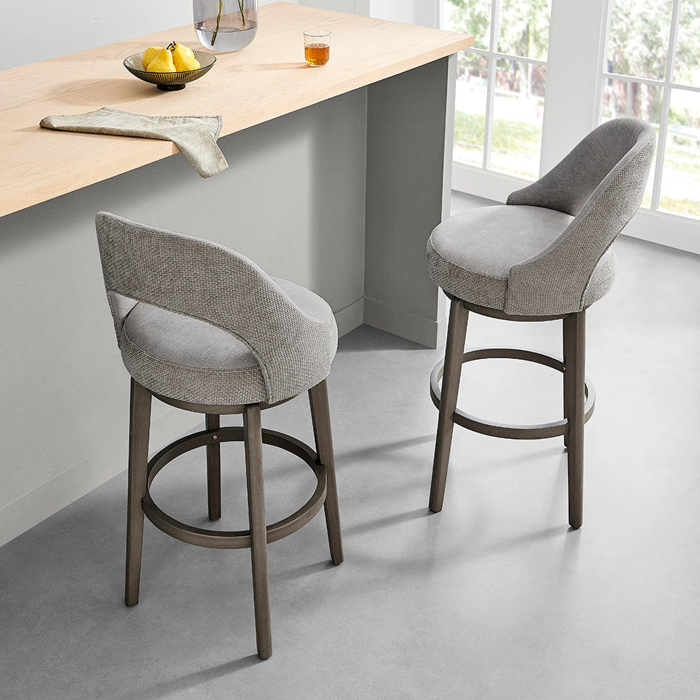 LA Jolla Swivel Velvet Bar Stools, Set of 2