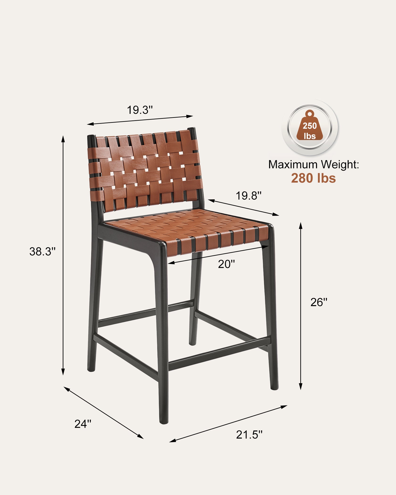 Vista Premium Faux Leather Counter Stool, Set of 2