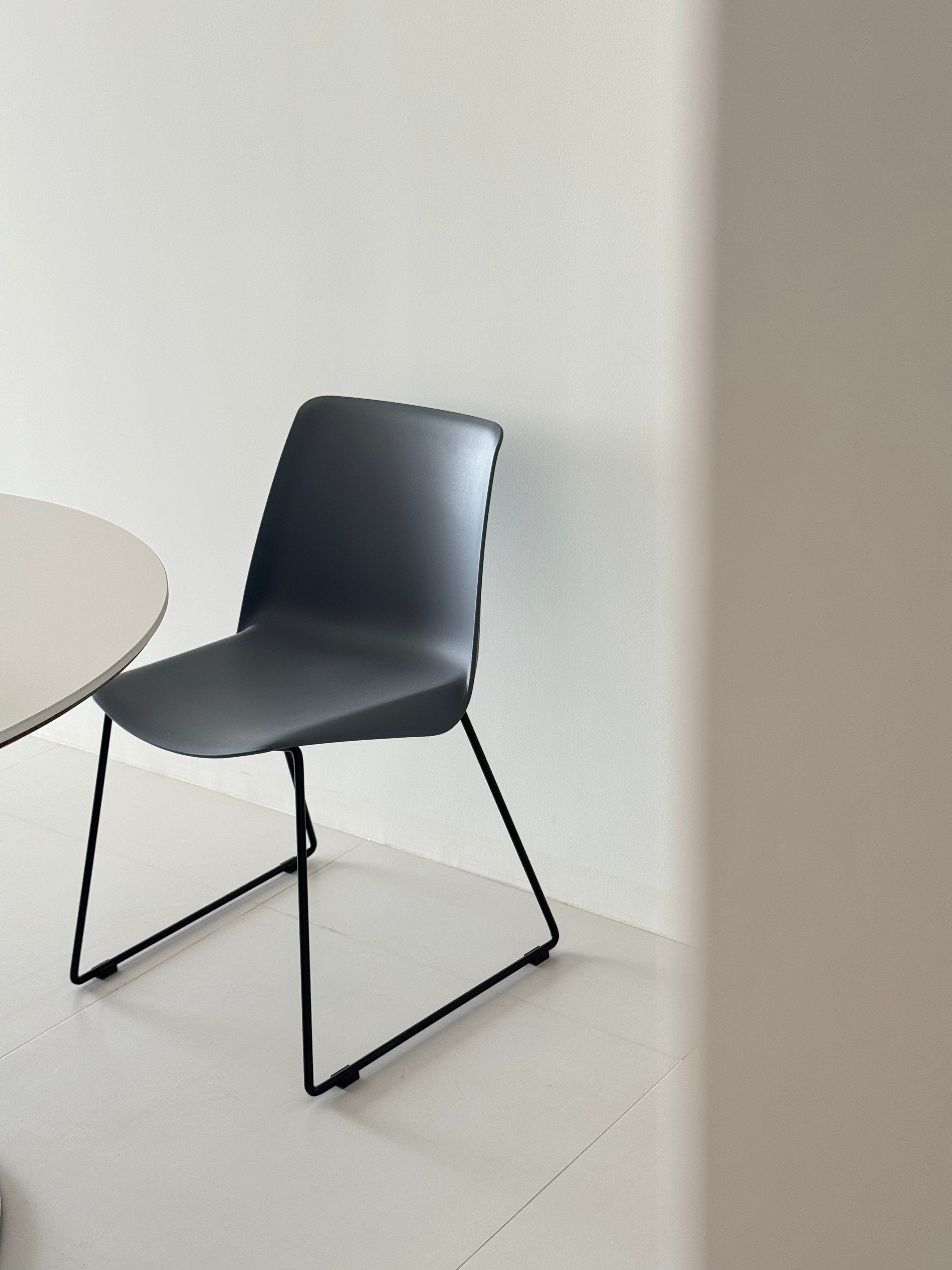 Arcadia Modern Plastic Dining Chair with Metal Legs – Steel Gray, Set of 2