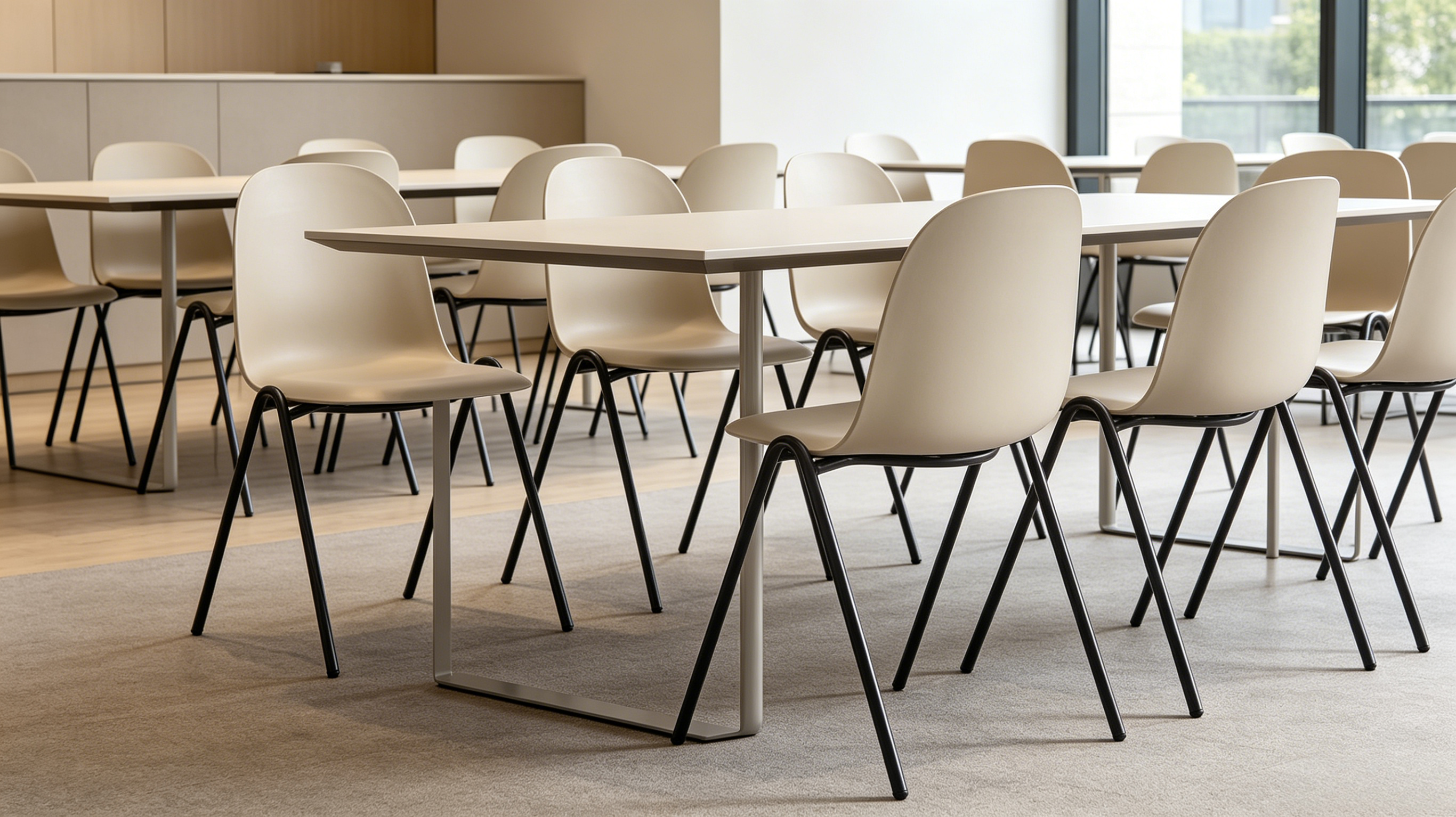 Camarillo Minimalist Stacking Chair – Camel, Set of 4
