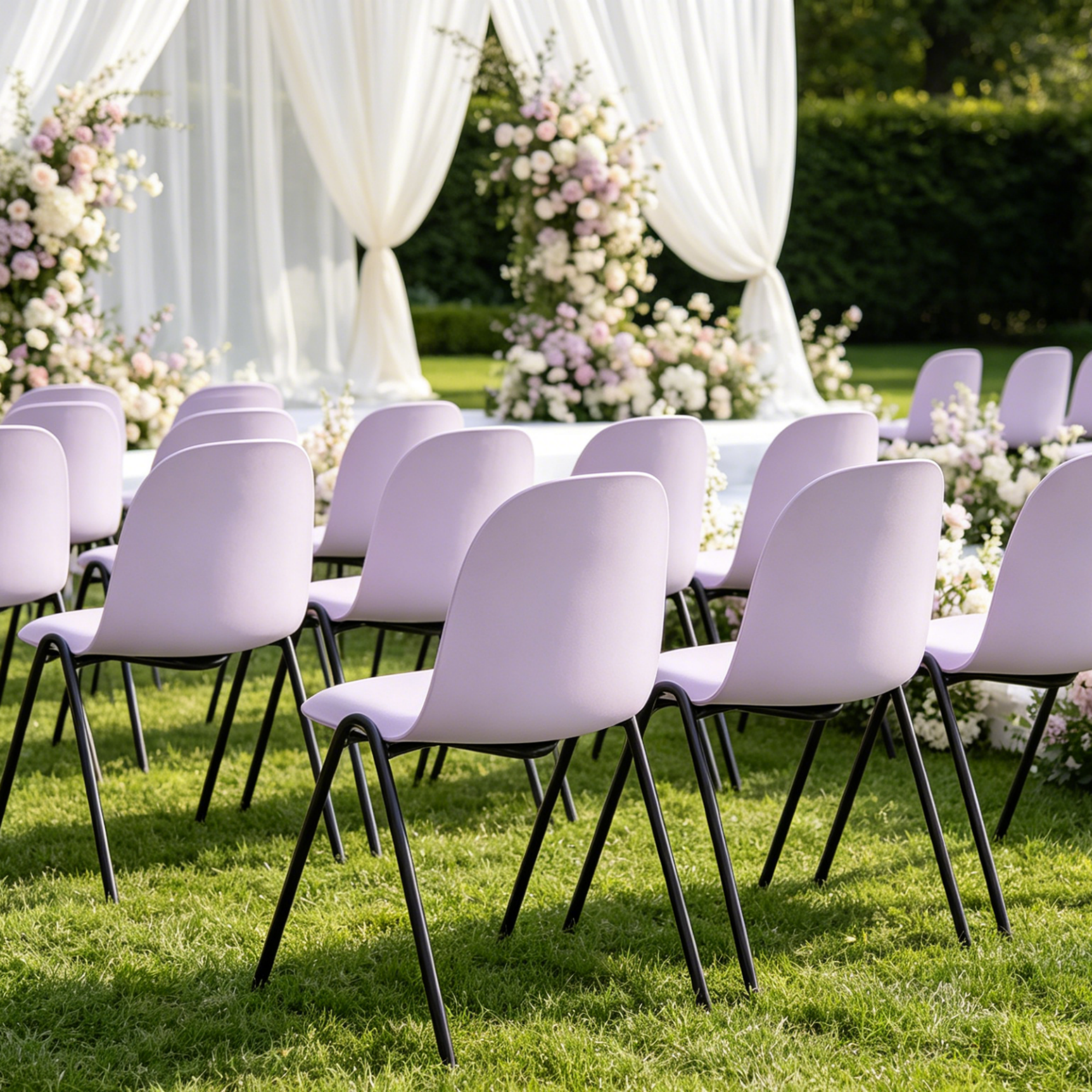 Camarillo Minimalist Stacking Chair – Pastel Lilac, Set of 4