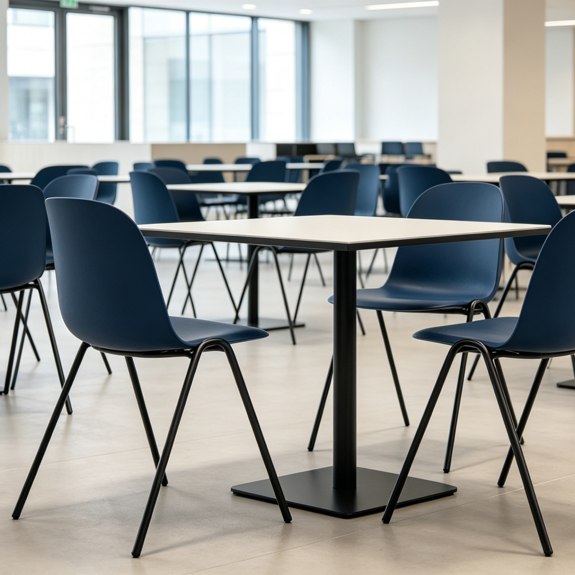 Camarillo Minimalist Stacking Chair – Space Blue, Set of 4
