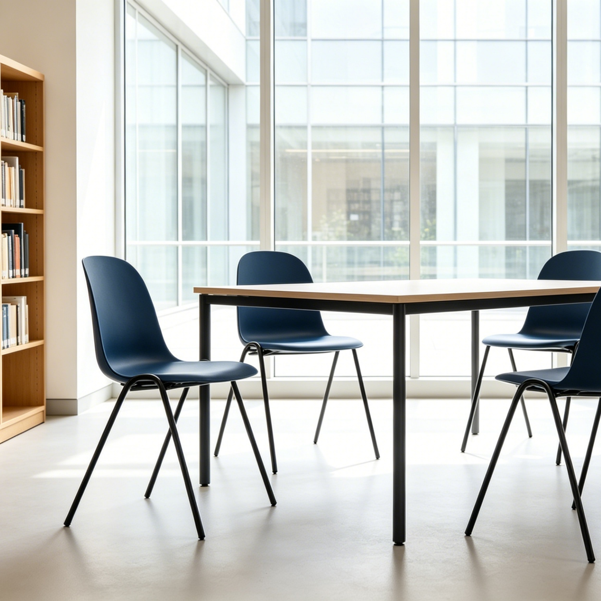 Camarillo Minimalist Stacking Chair – Space Blue, Set of 4