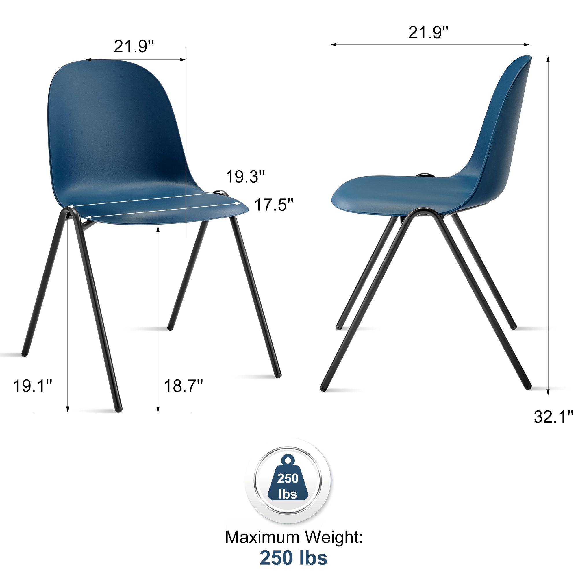 Camarillo Contemporary Dining Chair – Space Blue, Set of 4